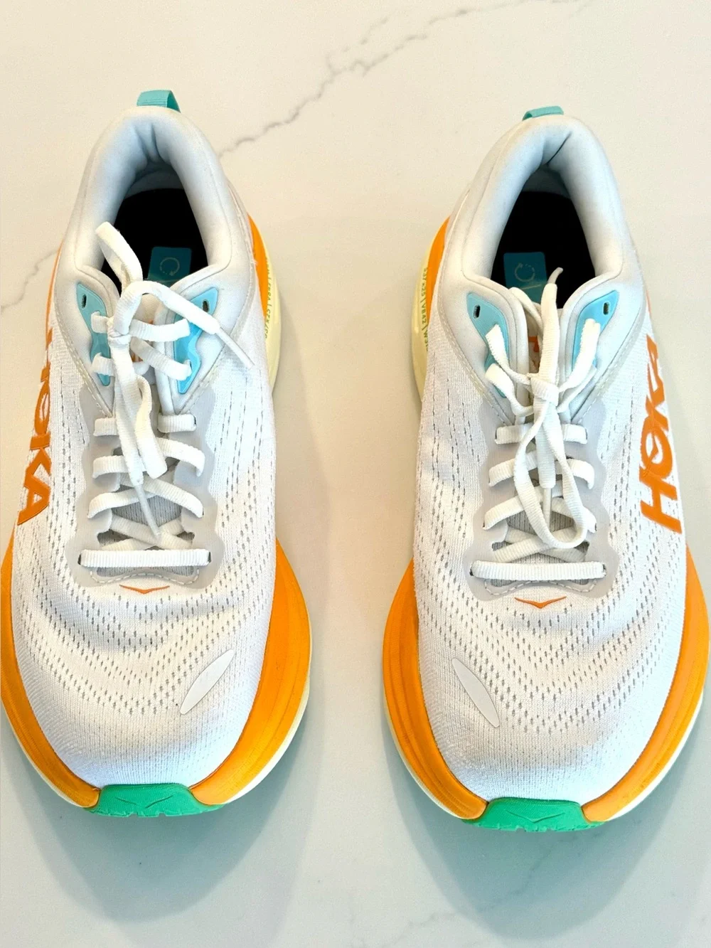 HOKA Bondi 8 Women’s Sneakers Size 8.5, Blanc de Blanc Solar Flare
